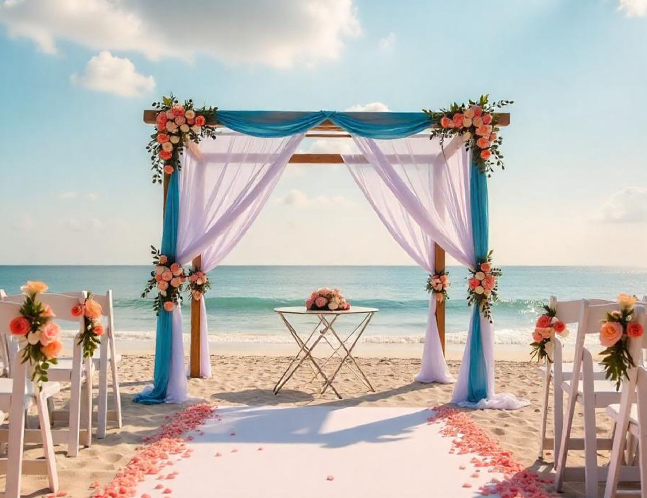 Beautiful wedding decoration on beach